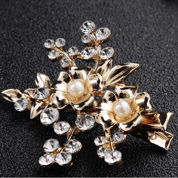 Accessories - Single Gold Color Hair Clips Austrian Crystal Barrettes Women Hair Accessories